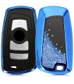 Husa Cheie Auto pentru BMW - 3 Butoane - Keyless Go, Silicon, Albastru, 47078.01