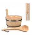 Kit pentru sauna uscata din lemn de pin Navaris, Galeata 5 l, Clepsidra, Lingura, 45467.2.24